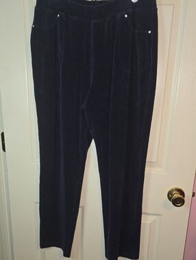 Quacker Factory Navy Corduroy Straight-Leg Pants
